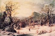 George Henry Durrie Hunter in Winter Wood oil painting artist